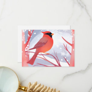 Carte De Remerciements Cardinal Rouge Belle Peinture à l'Aquarelle