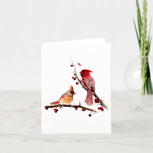 Carte De Remerciements Cardinals Berry Branches Nota Vide Ou