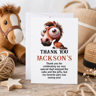 Carte De Remerciements Caricatures de Cheval 1ère Fête d'Anniversaire 