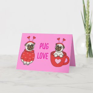 Carte De Remerciements CARLIN AMOUR Valentines Jour Chien Chien Chien Chi