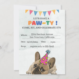 Carte De Remerciements Carlin Chien Anniversaire Fête Chiot Paw-ty Annive