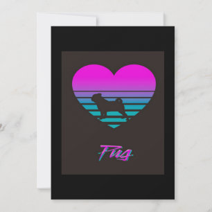 Carte De Remerciements Carlin Vaporwave Heart Carlin Amoureux des chiens