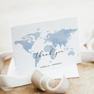 Carte De Remerciements CARMEN Voyage de découverte Cartographie bleue de 