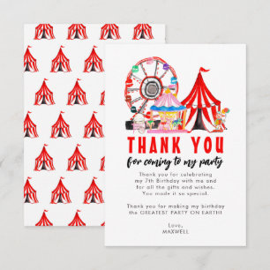 Carte De Remerciements Carnaval Cirque Clown Festival Ballon Anniversaire