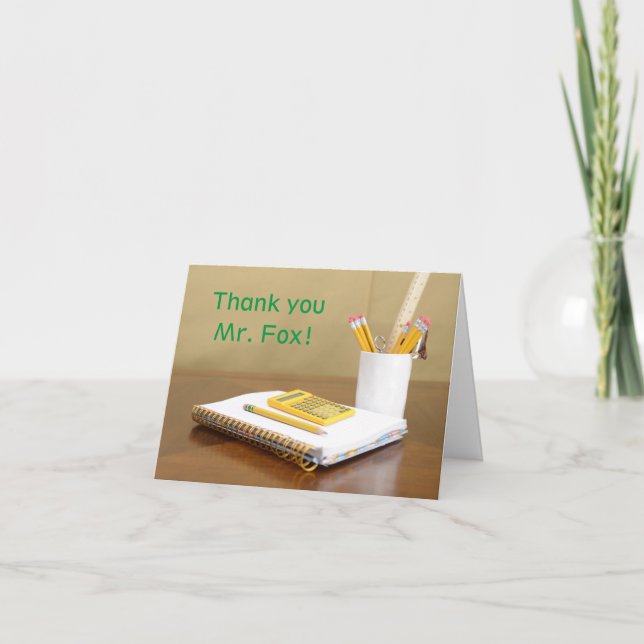 Carte De Remerciements Carnet et calculatrice Journée d'appréciation de l (Devant)