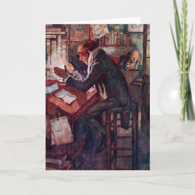 Carte De Remerciements Carol de Noël : Cratchit and Scrooge (Devant)