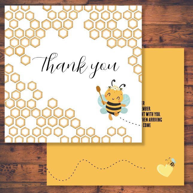 Carte De Remerciements Carré mère bébé Bumblebee nid d'abeilles Baby show (Créateur téléchargé)