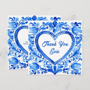 Carte De Remerciements 💙Carreau de remerciement Cœur Azulejo