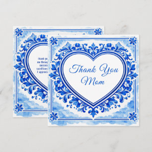 Carte De Remerciements 💙Carreau de remerciement Cœur Azulejo