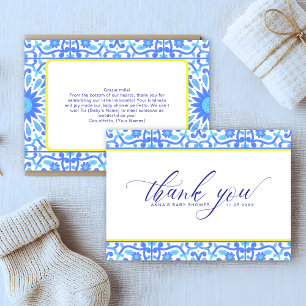 Carte De Remerciements Carrelage bleu minimaliste Baby shower de ligne ja