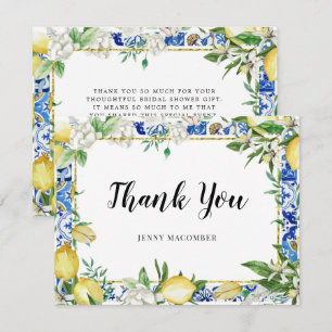 Carte De Remerciements Carrelage en mosaïque bleu citron