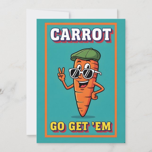 Carte De Remerciements Carrot Go Get ’Em funny carrot pun motivational (Devant)