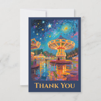 Carte De Remerciements Carrousel Nuit Nébuleuse - Art Inspiré de Van Gogh