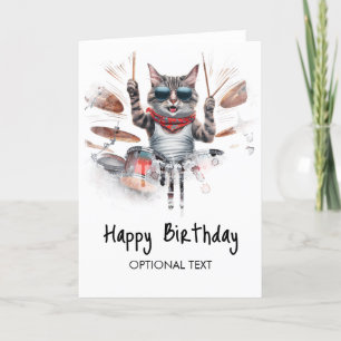 Carte De Remerciements *~*Carte d'anniversaire Cool Hip Cat DRUMMER AP91