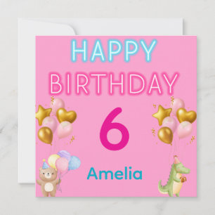 Carte De Remerciements "Carte d'anniversaire rose mignonne pour filles -