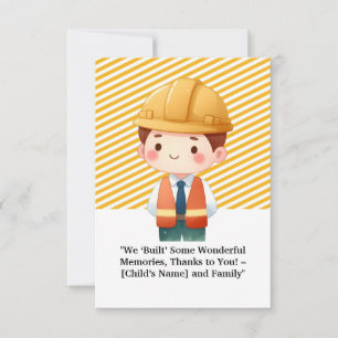 Carte De Remerciements "Carte de remerciements à thème de construction -