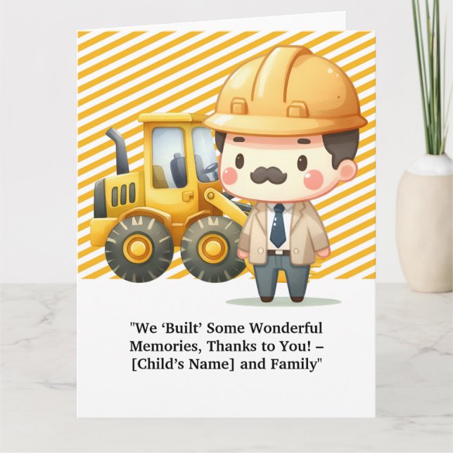 Carte De Remerciements "Carte de remerciements à thème de construction -  (Devant)