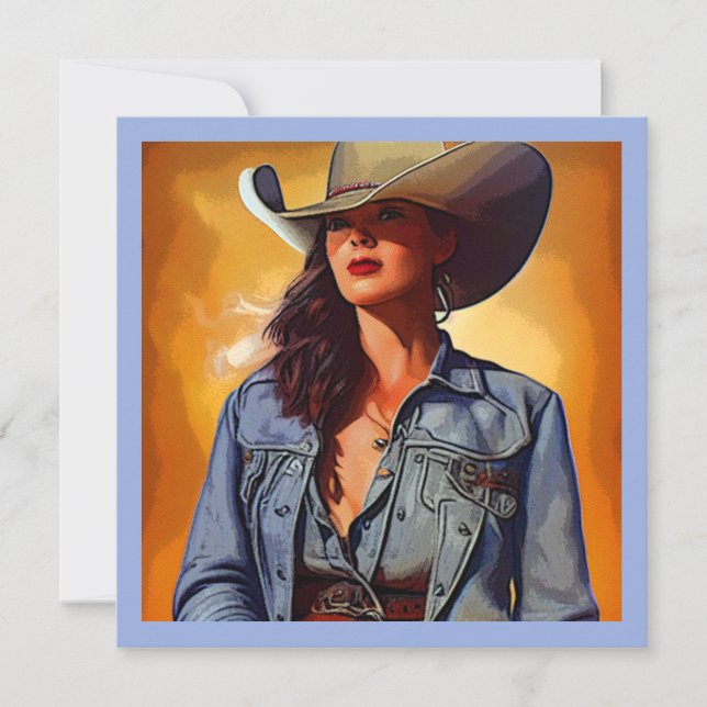 Carte De Remerciements Cartes-Nota-Blank-Cowgirl-Thank You (set 10) (Devant)
