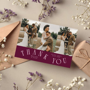 Carte De Remerciements Cartographie incurvée Cranberry Mariage Multi Phot