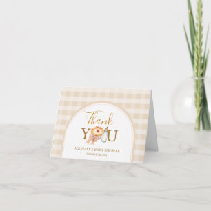 Carte De Remerciements Carton de Baby Shower Pliée Pastel Cutie Pie Gingh