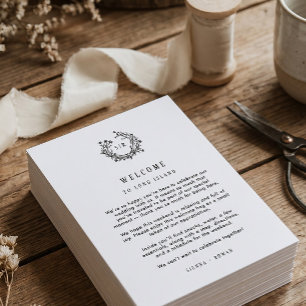 Carte De Remerciements Carton de bienvenue de mariage à monogramme avec p
