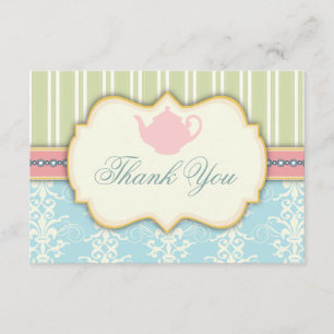 Carte De Remerciements Carton d'invitation chic damassé et rayé pour une