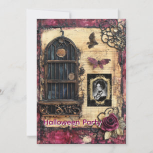 Carte De Remerciements Carton d'invitation de fête Halloween Dark Academi