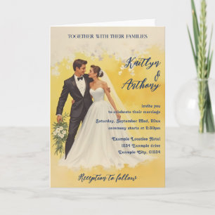 Carte De Remerciements Carton d'invitation de mariage vintage style Belle