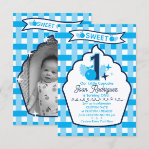 Carte De Remerciements Carton d'invitation photo Sweet One plat avec reme