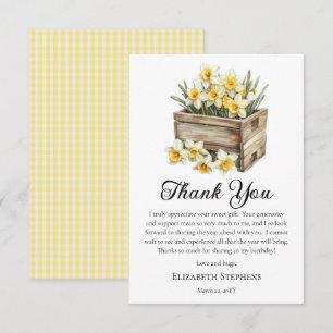 Carte De Remerciements Carton Floral Fête d'Anniversaire Élégants Jonquil
