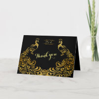 Cartons d'Invitation de Mariage | Paon Doré Noir M