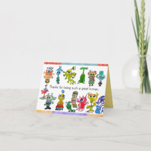 Carte De Remerciements Cartoon Aliens Thank You Note Card (5.6x4)