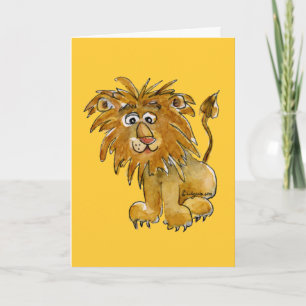 Carte De Remerciements Cartoon Lion Grey Card
