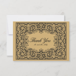 Carte De Remerciements Cartouche de feuillage floral rococo de l'ère vict