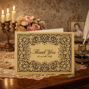 Carte De Remerciements Cartouche de l'ère victorienne Rococo à motif flor