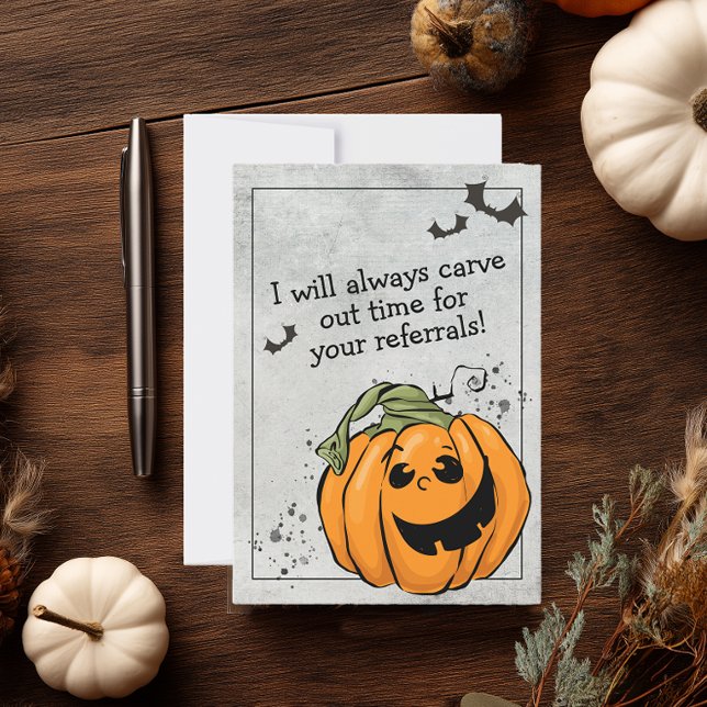 Carte De Remerciements Carve Time pour votre Halloween de référence (Cute Halloween Business Marketing Card)