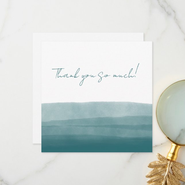 Carte De Remerciements Casal Watercolor Abstract (Devant/Arrière en situation)