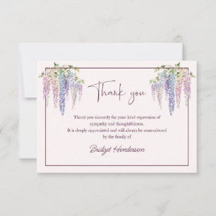 Carte De Remerciements Cascade de fleurs de glycine aquarelle Funérailles