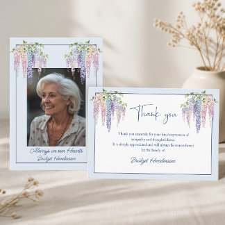 Carte De Remerciements Cascade de fleurs de glycine aquarelle Funérailles