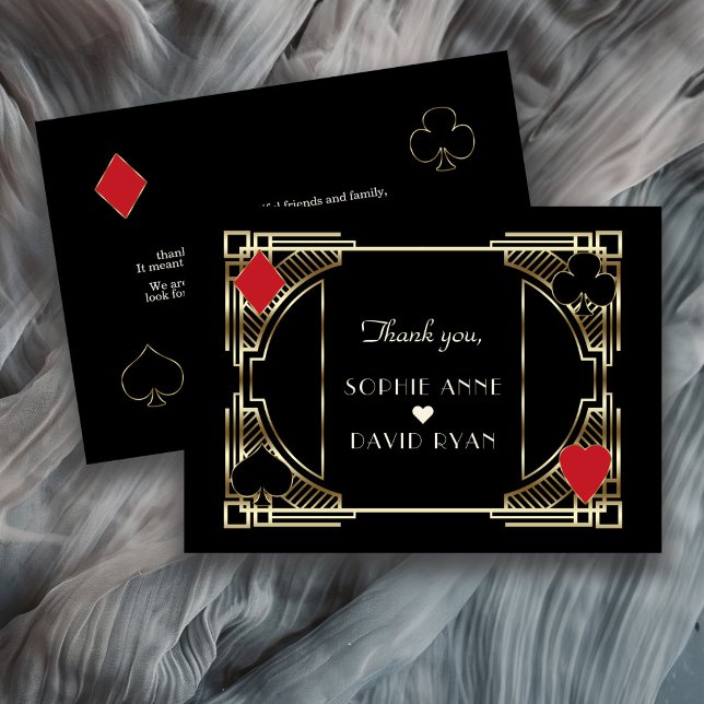 Carte De Remerciements Casino Gold Black Art Déco Roaring Mariage des ann (Créateur téléchargé)