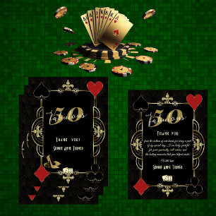 Carte De Remerciements Casino Vegas Poker 50 et fabuleux fête d'anniversa