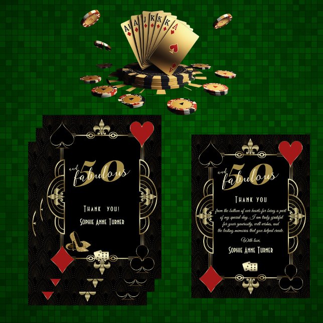 Carte De Remerciements Casino Vegas Poker 50 et fabuleux fête d'anniversa (Créateur téléchargé)