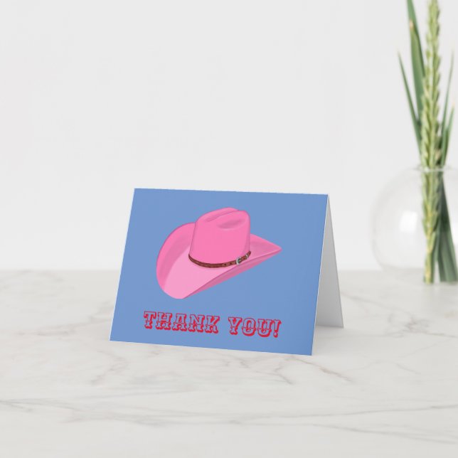 Carte De Remerciements Casquette de cowgirl rose (Devant)