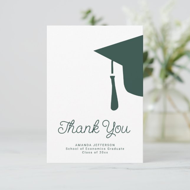 Carte De Remerciements Casquette de graduation de script simple personnal (Debout devant)