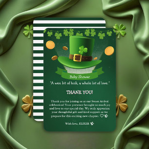 Carte De Remerciements Casquette de la Saint-Patrick Shamrock Baby shower