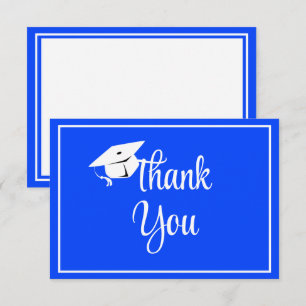 Carte De Remerciements Casquette de remise des diplômes bleue et blanche 