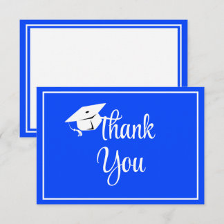 Carte De Remerciements Casquette de remise des diplômes bleue et blanche 