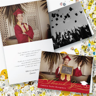 Carte De Remerciements Casquette de remise des diplômes de style chic Pho