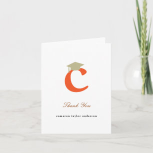 Carte De Remerciements Casquette de remise des diplômes Monogramme Classi