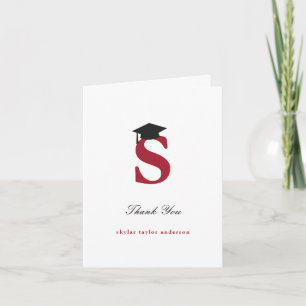 Carte De Remerciements Casquette de remise des diplômes Monogramme Classi